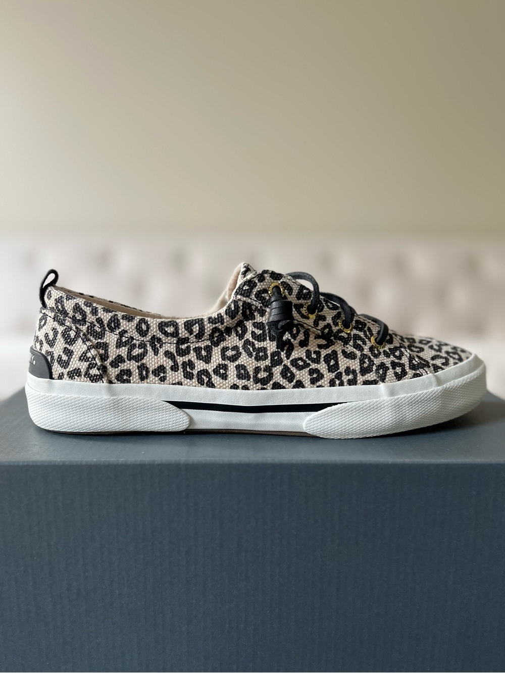 Sperry Pier Wave LTT Sneakers Cream Black Cheetah Animal Print - Picture 8 of 11